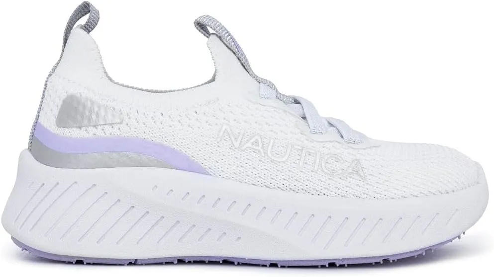 Nautica Girls Toddler Knit Slip-On Sneakers with Max Comfort Sole, Bungee Closure, Tennis Running Shoes for School and Play (Toddler/Little Kid)