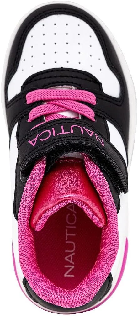 Nautica Kids Girls Sneakers with Adjustable Strap and Bungee Straps | Comfortable Casual Shoes (Toddler/Little Kid)
