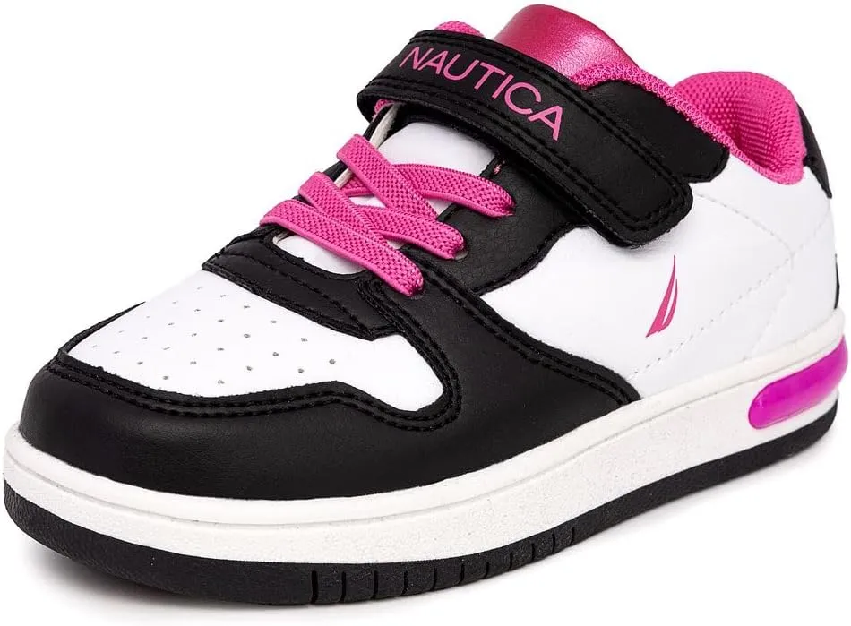 Nautica Kids Girls Sneakers with Adjustable Strap and Bungee Straps | Comfortable Casual Shoes (Toddler/Little Kid)