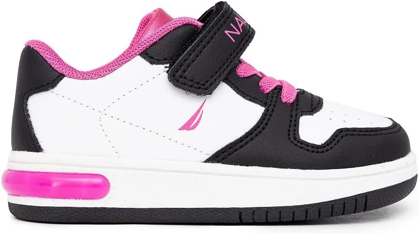 Nautica Kids Girls Sneakers with Adjustable Strap and Bungee Straps | Comfortable Casual Shoes (Toddler/Little Kid)