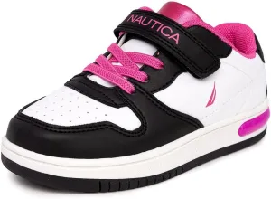 Nautica Kids Girls Sneakers with Adjustable Strap and Bungee Straps | Comfortable Casual Shoes (Toddler/Little Kid)