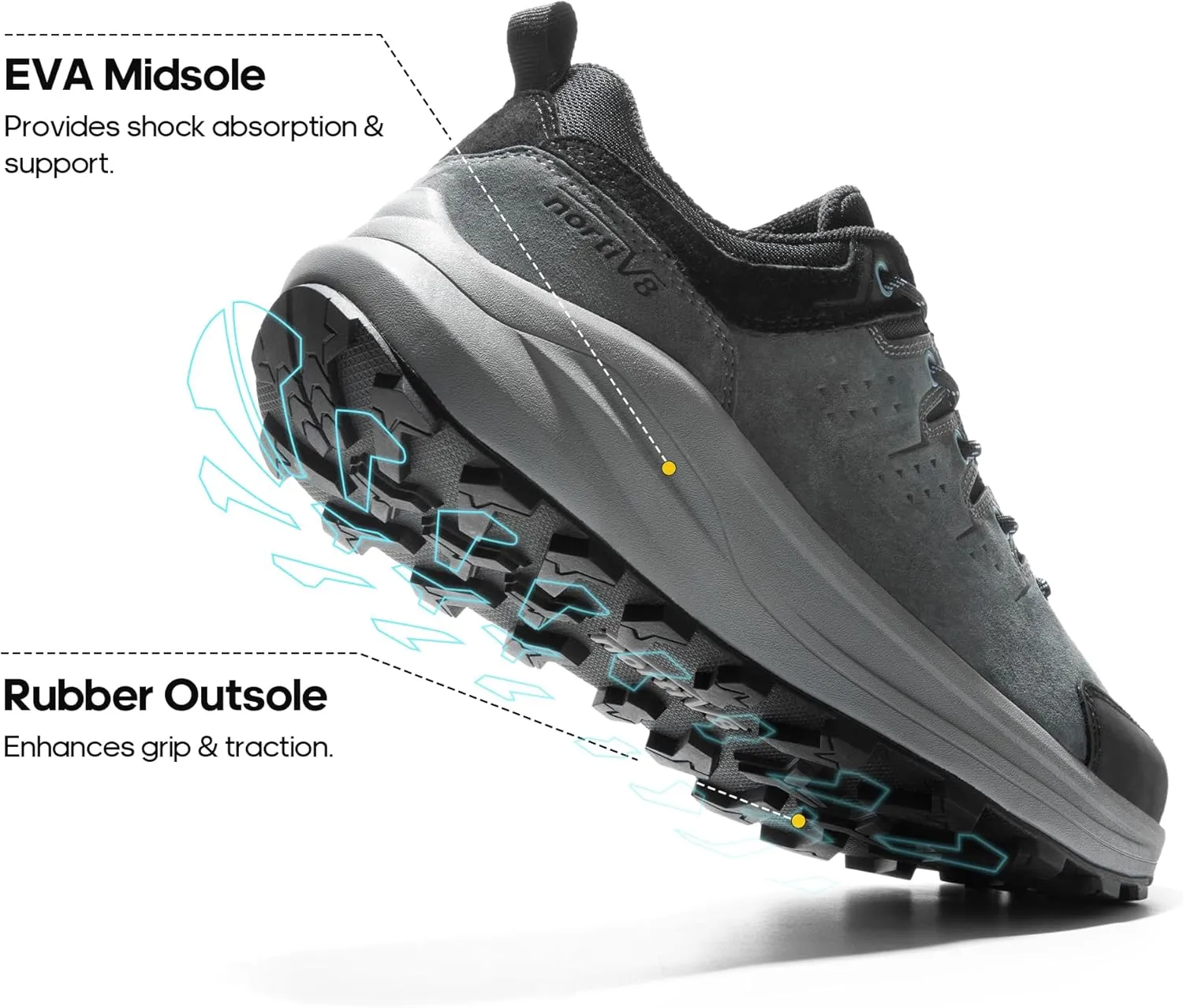 NORTIV 8 Men's Hiking Shoes Lightweight Breathable Trekking Trails Shoes Non-Slip Outdoor Shoes Valley