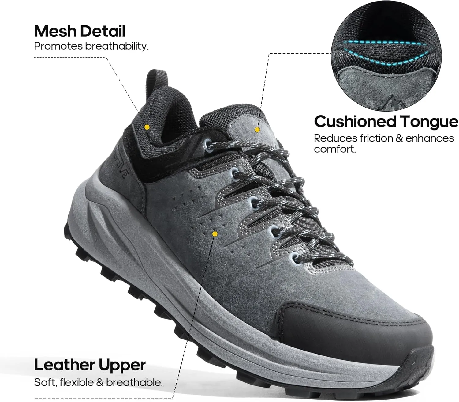 NORTIV 8 Men's Hiking Shoes Lightweight Breathable Trekking Trails Shoes Non-Slip Outdoor Shoes Valley
