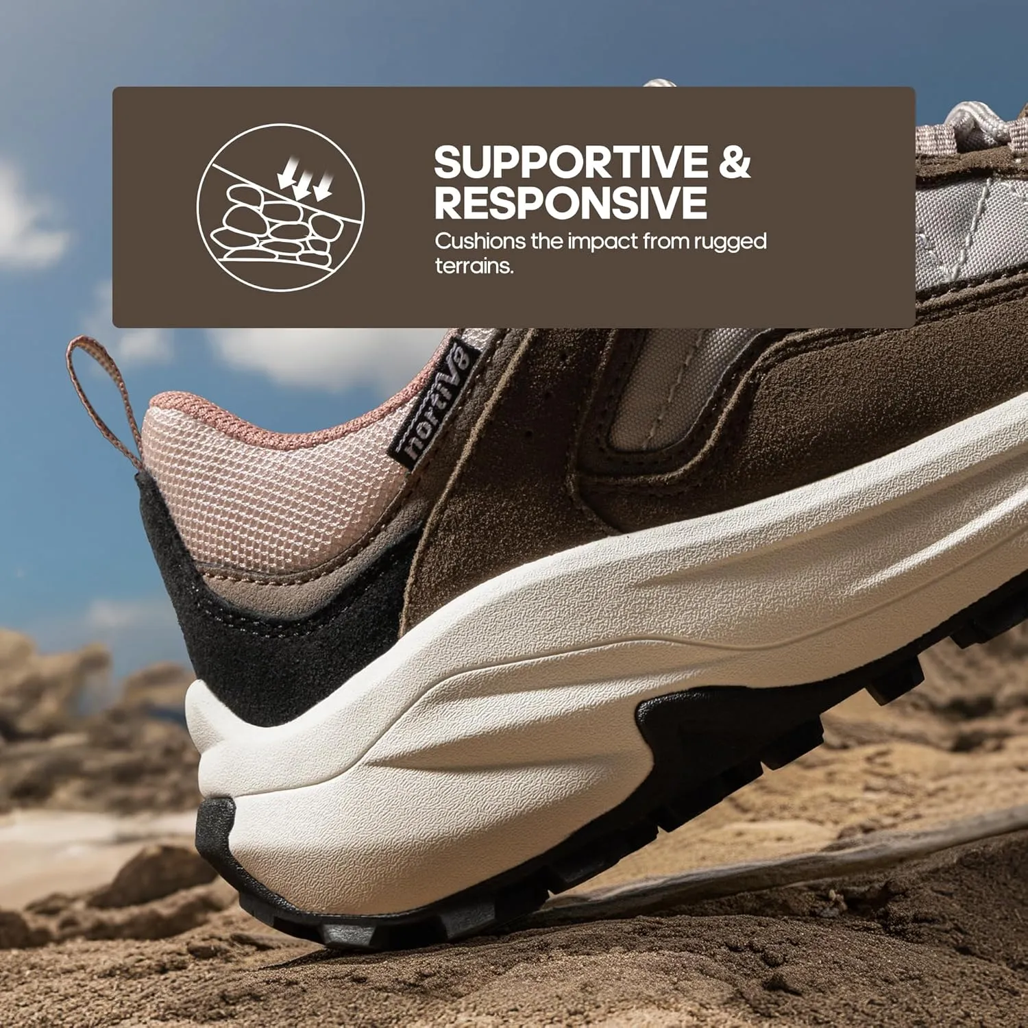 NORTIV 8 Women's Waterproof Hiking Shoes with Arch Support Outdoors Leather Walking Trekking Camping Tennis Workout Cross Training Sneakers Wicklow