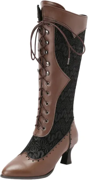 NueiVeiuo Women Vintage Victorian 70s Boots Lace Up