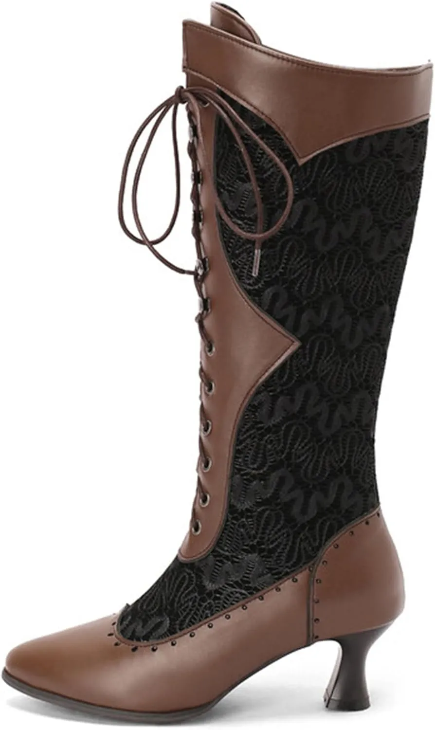 NueiVeiuo Women Vintage Victorian 70s Boots Lace Up