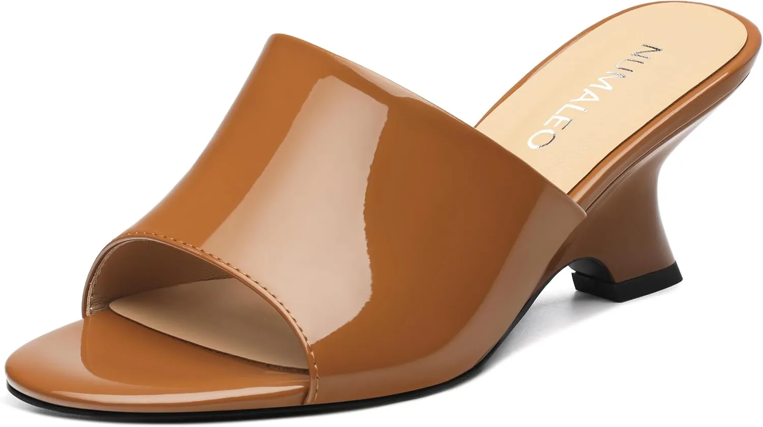NUMALEO Women's Comfortable Low Kitten Heels Sandals, Slip-On Open Peep Toe Wedge Slide Mules, Summer Dress Shoes for Party, Homecoming, Daily Wear