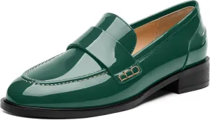 NUMALEO Women's Loafers Penny Loafers & Slip-ons Flats Closed Round Toe Low Heel Shoes 1 Inch Patent Fashion Casual Shoes Comfortable Work Office Flats Dressy Shoes