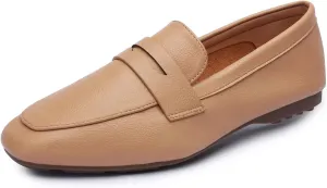 Odema Must-Have Women's Loafer Flat Square Toe Plain Penny Loafers Comfort Slip on Shoes