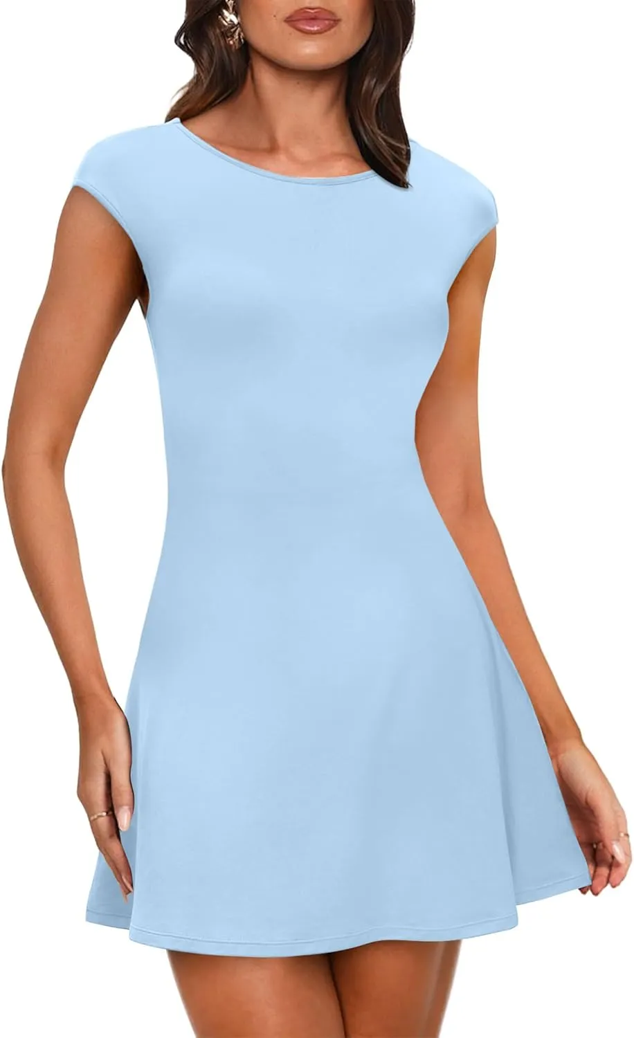 OFEEFAN Womens Dresses Cap Sleeve Bodycon Graduation Formal Party Club Mini Outfits