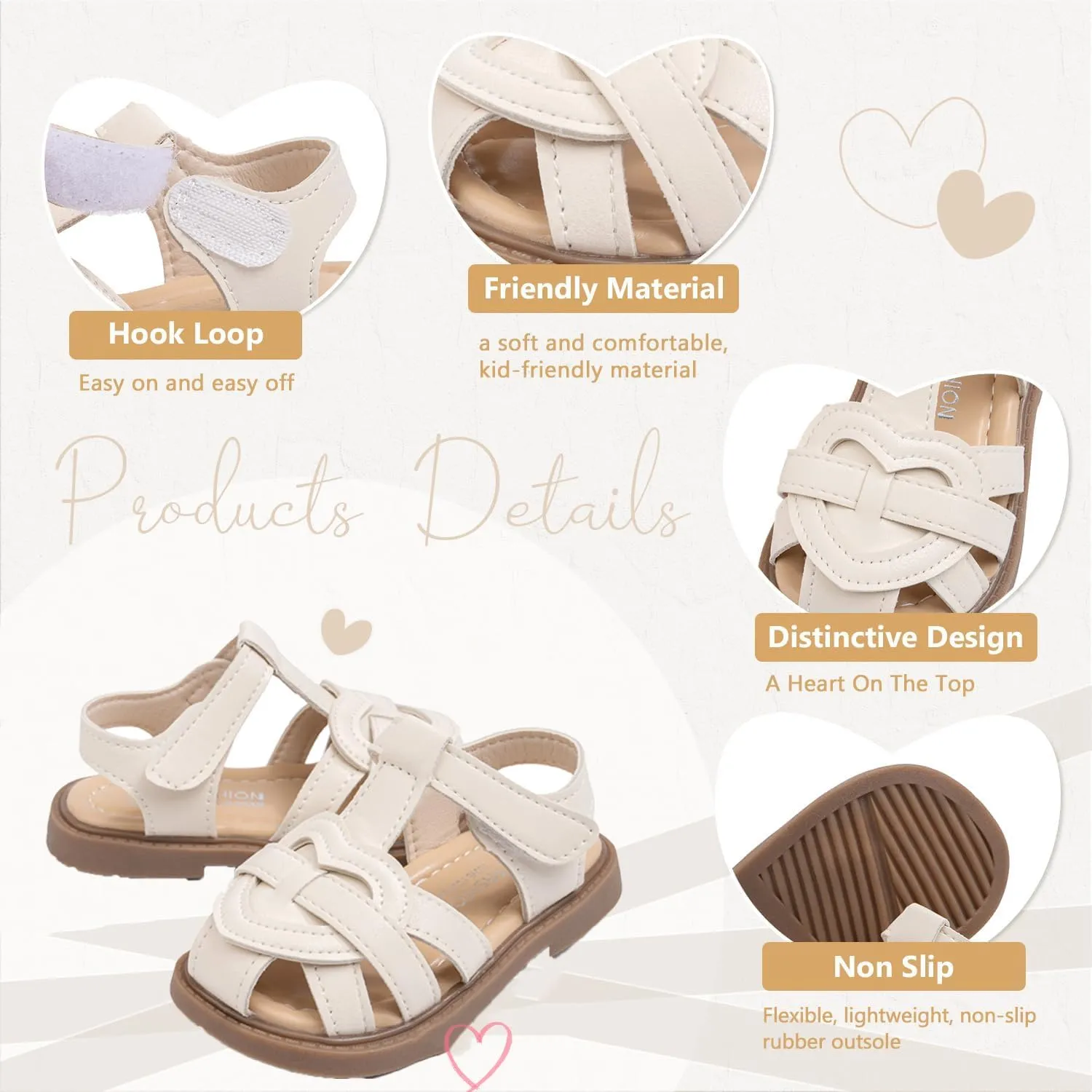 ohsofy Girls Sandals Closed Toe Flower Summer Outdoor Beach Dress Shoes (Toddler/Little Kid)