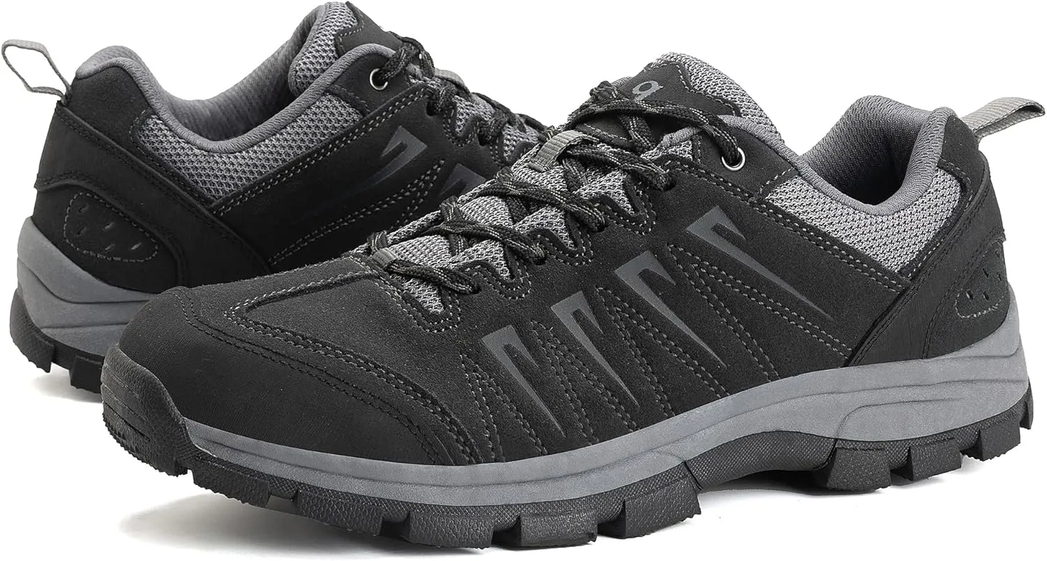 OL OUTJET LEGEND Men's Waterproof Hiking Shoes Leather Comfortable Lightweight Anti-Slip Outdoor Walking Work Sneakers