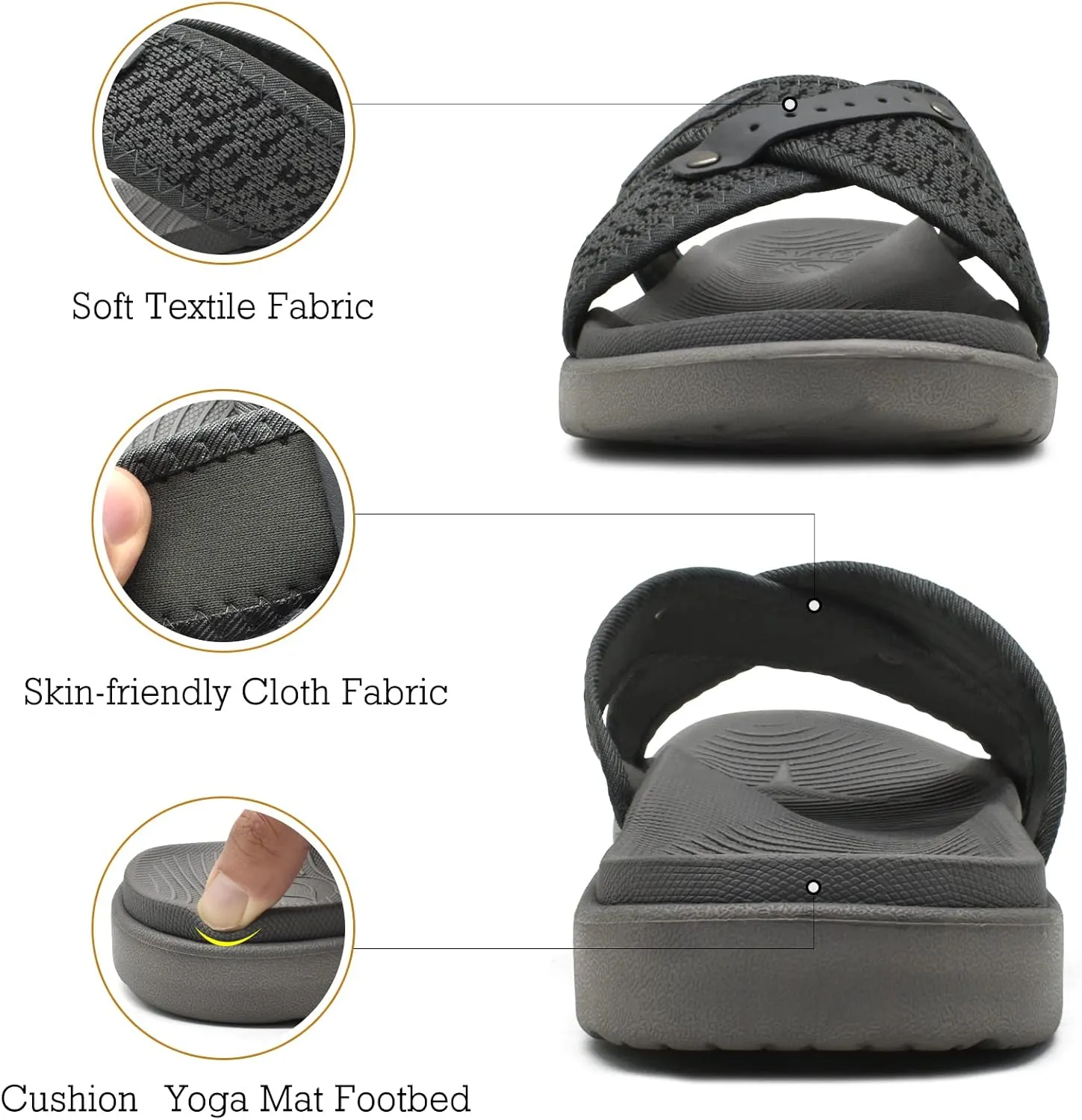 ONCAI Mens Criss Cross Sandals,Arch Support Recovery Sport Slippers Slides with Plantar Fasciitis Orthotic Footbed