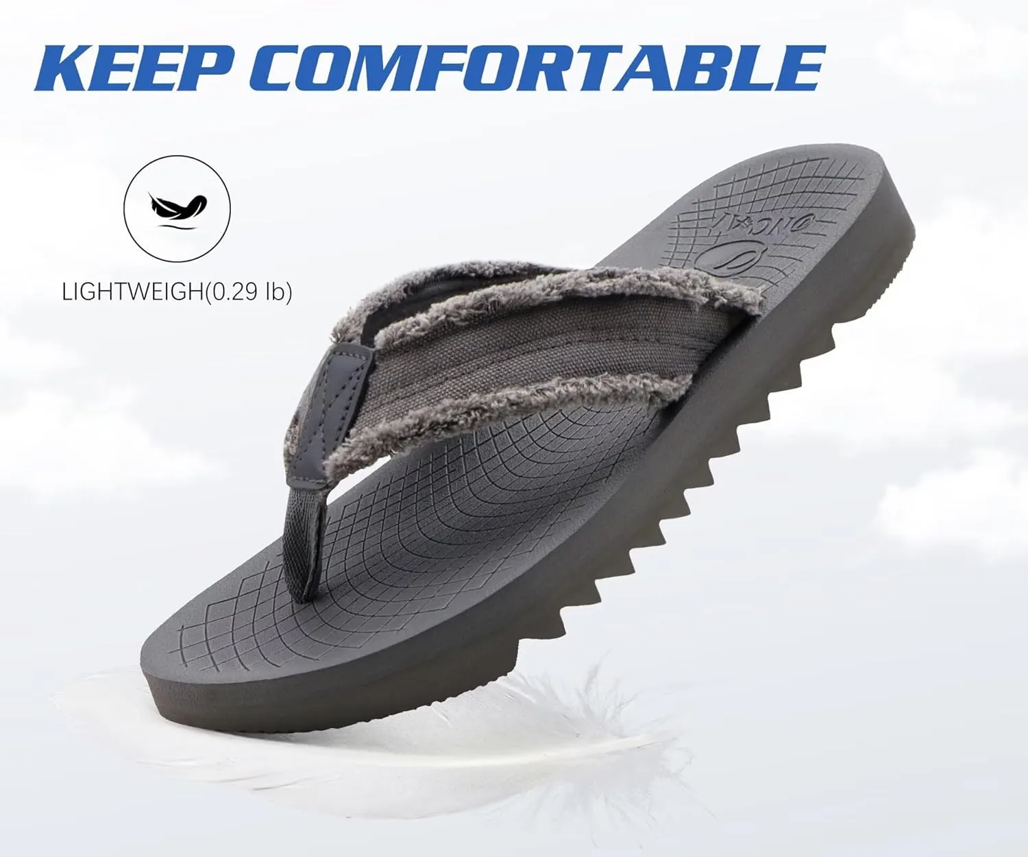 ONCAI Mens Flip Flops Summer Beach Walking Flip Flops Comfortable Soft Lightweight Recovery Cushion Slip On Sandals Size 7-15