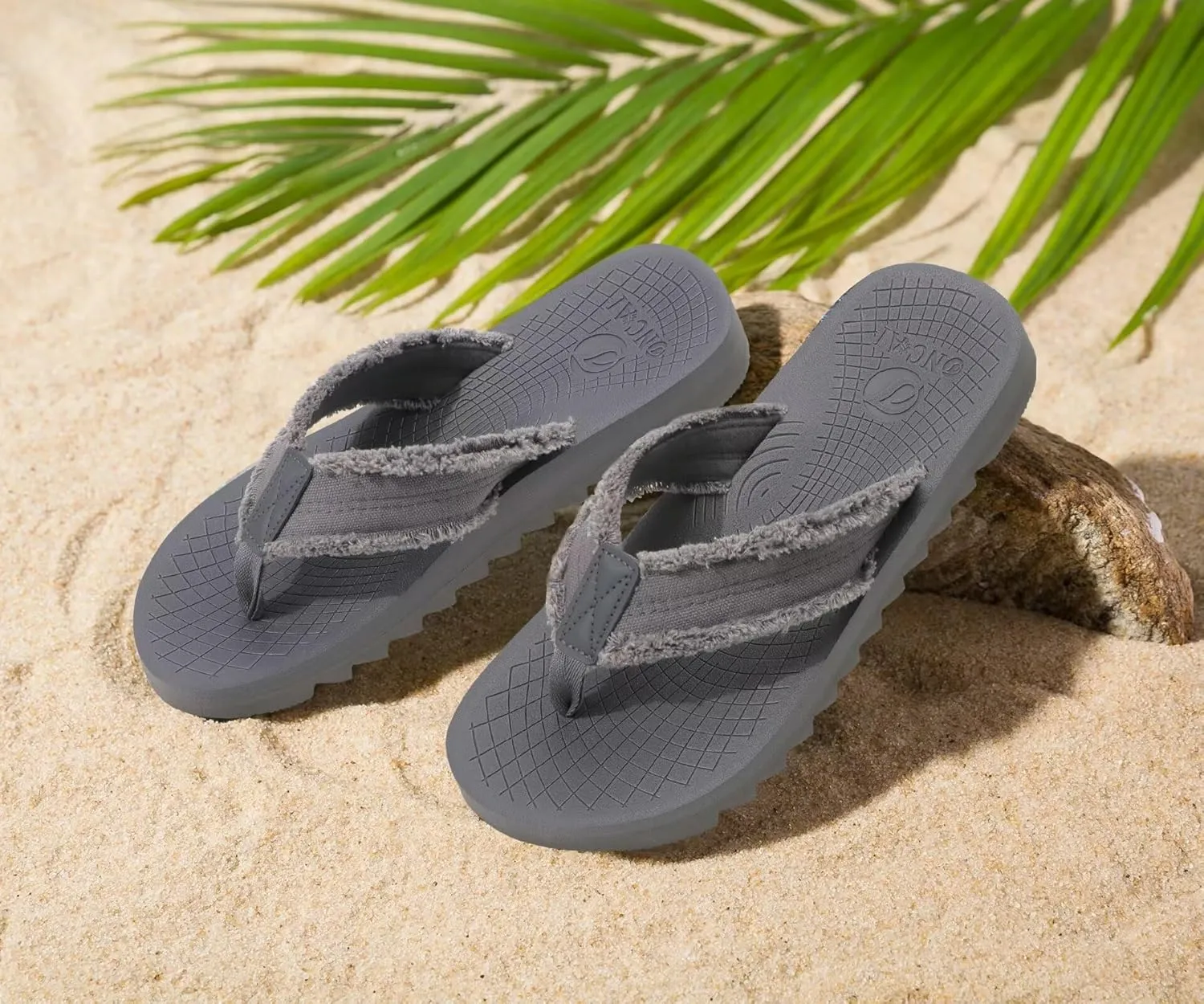 ONCAI Mens Flip Flops Summer Beach Walking Flip Flops Comfortable Soft Lightweight Recovery Cushion Slip On Sandals Size 7-15