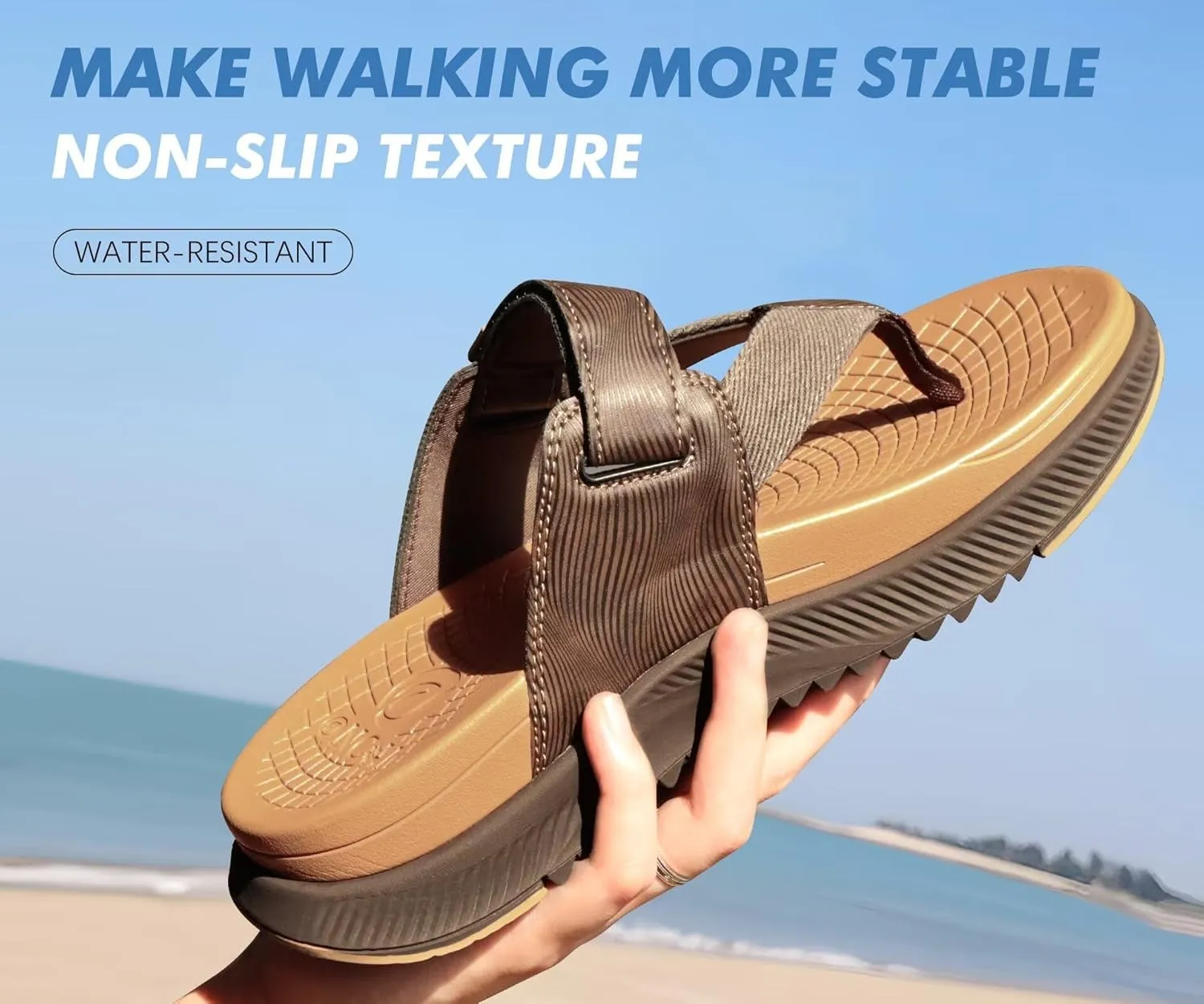 ONCAI Mens Orthopedic Flip Flops Men's Walking Sandals with Arch Support Sport Recovery Sandal for Man size 7-14