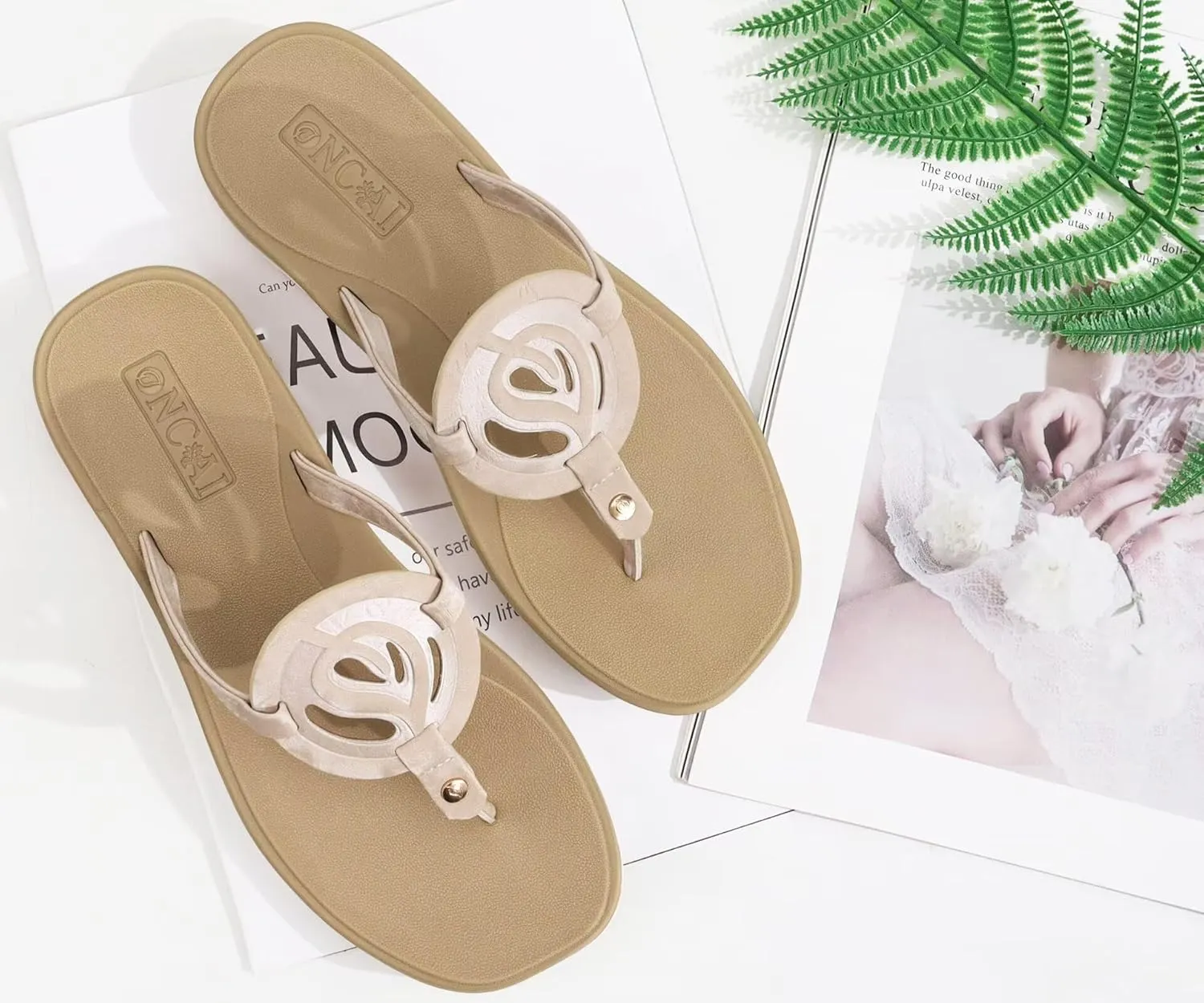 ONCAI Womens Flip Flops Fashion Flat Sandals Summer Vacations Casual Cute Slip On Dressys Sandals for Woman Size 6-11