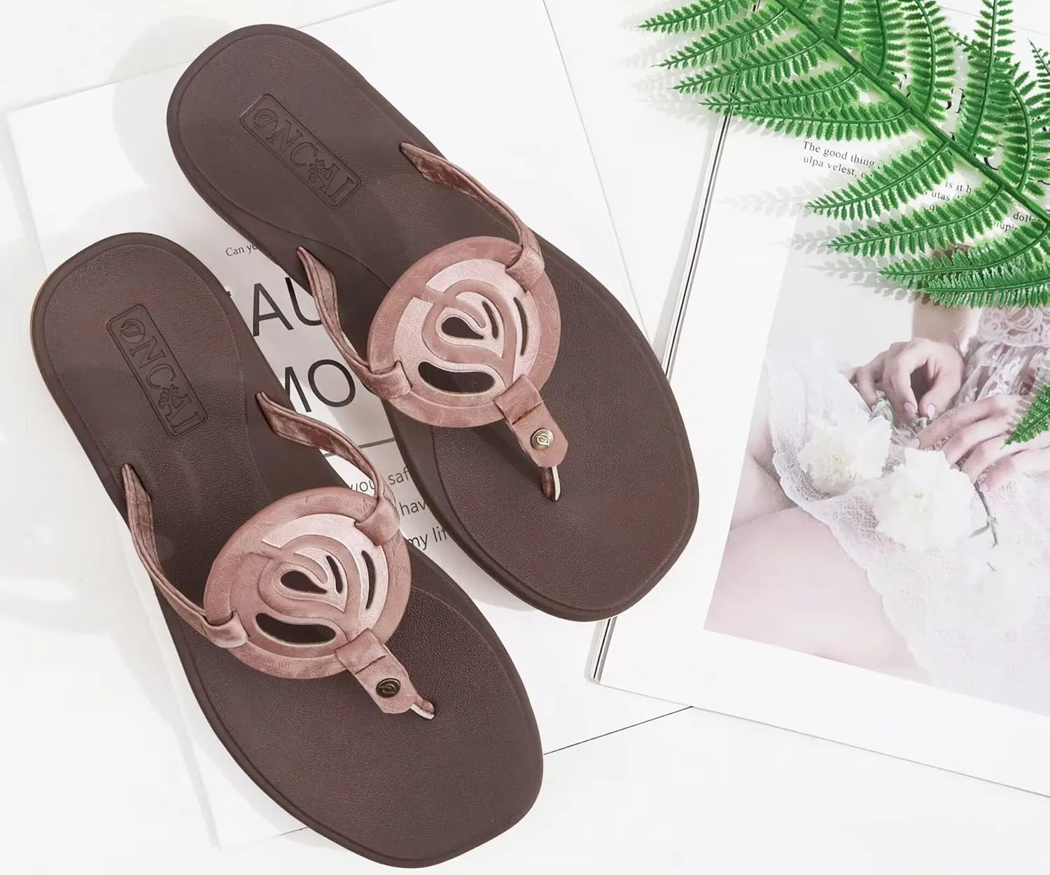 ONCAI Womens Flip Flops Fashion Flat Sandals Summer Vacations Casual Cute Slip On Dressys Sandals for Woman Size 6-11