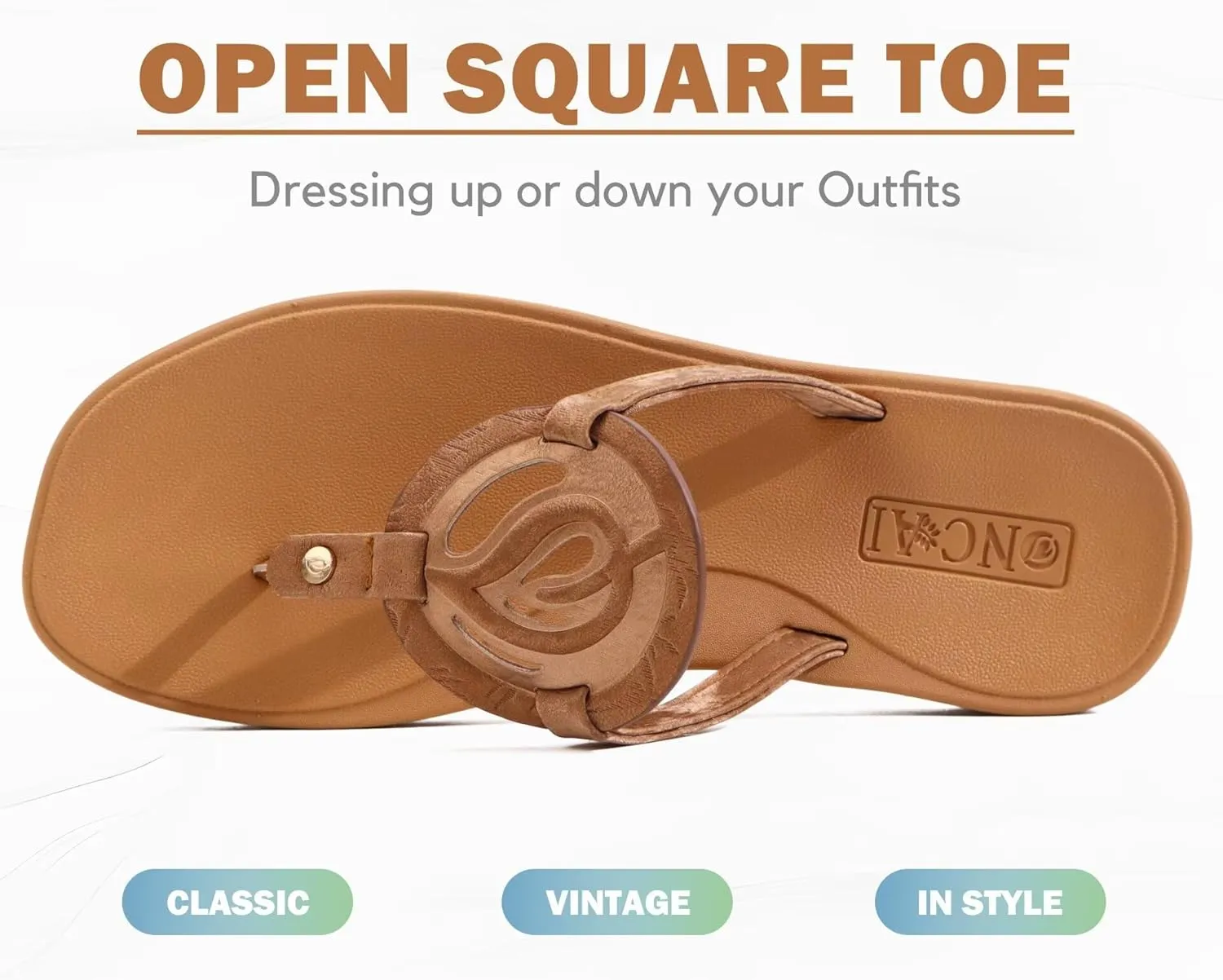 ONCAI Womens Flip Flops Fashion Flat Sandals Summer Vacations Casual Cute Slip On Dressys Sandals for Woman Size 6-11