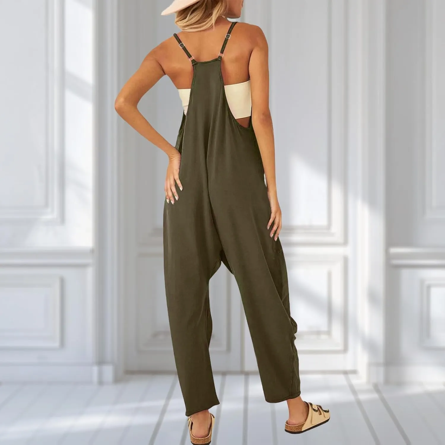 One Piece Jumpsuits for Women Casual Sleeveless Spaghetti Strap Rompers Summer Overalls Beach Vacation Outfits 2025