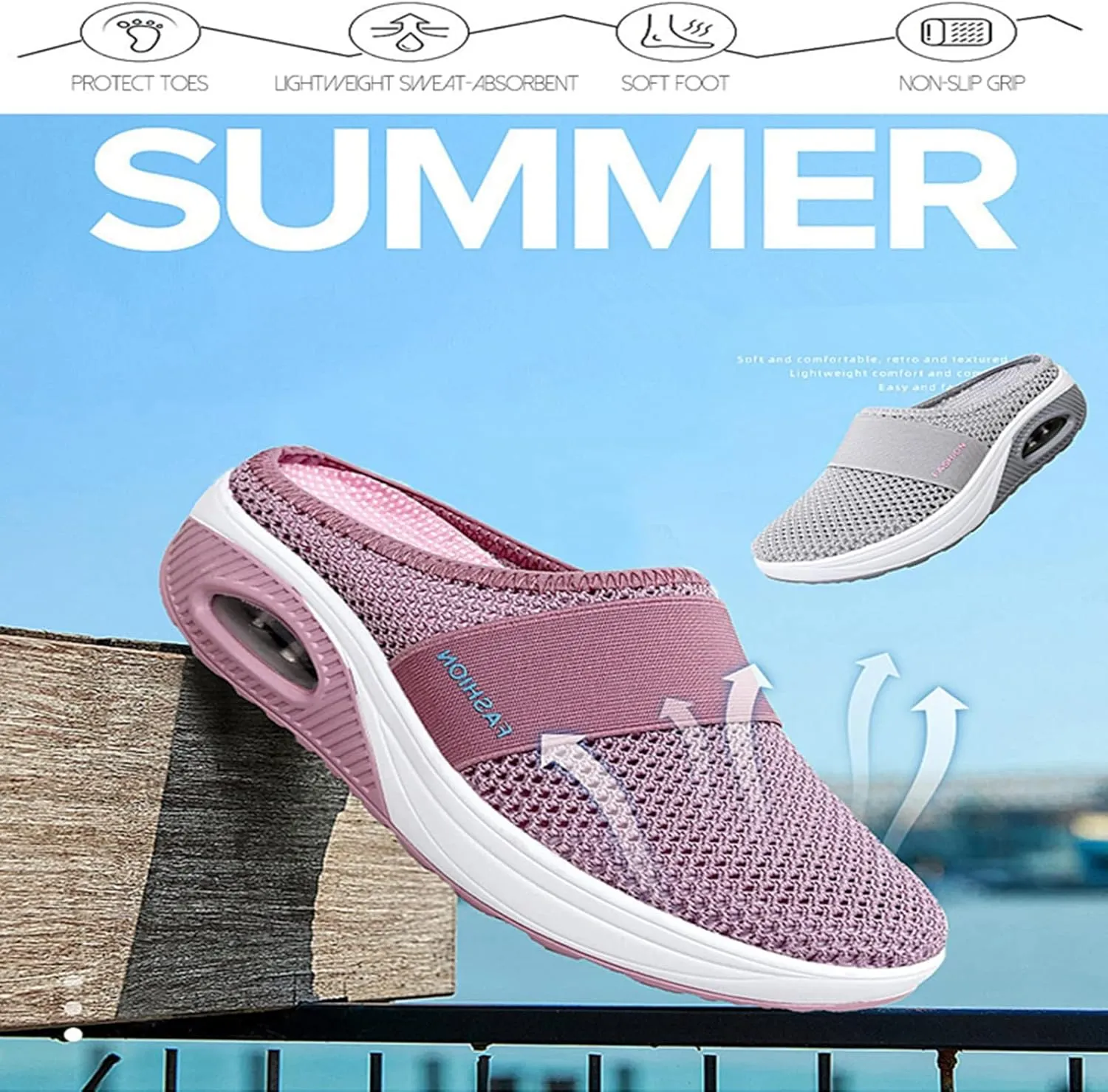Orthopedic Shoes Women Air-Cushion Slip-On Walking Shoe, Diabetic Slippers, with Arch-Support for Women's Outdoor Sneakers Womens