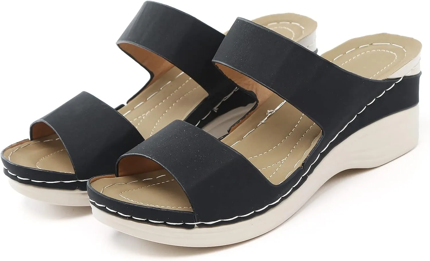 Orthotic Sandals for Women Wide Flip Flops Beach Non Slip Wide Width Wedge Sandal Plus Size Arch Support Women Comfort Orthopedic Knit Flip Flop Shoe Sandalias Ortopedicas De Mujer