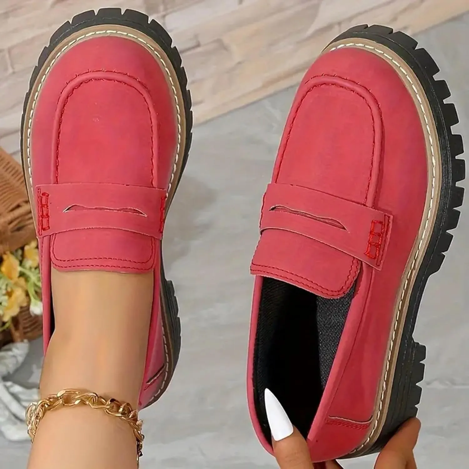 Orthoture-Orthopedic Platform Loafers Comfort Suede Orthopedic Shoes Womens Round Toe Walking Shoe Slip on Shoes
