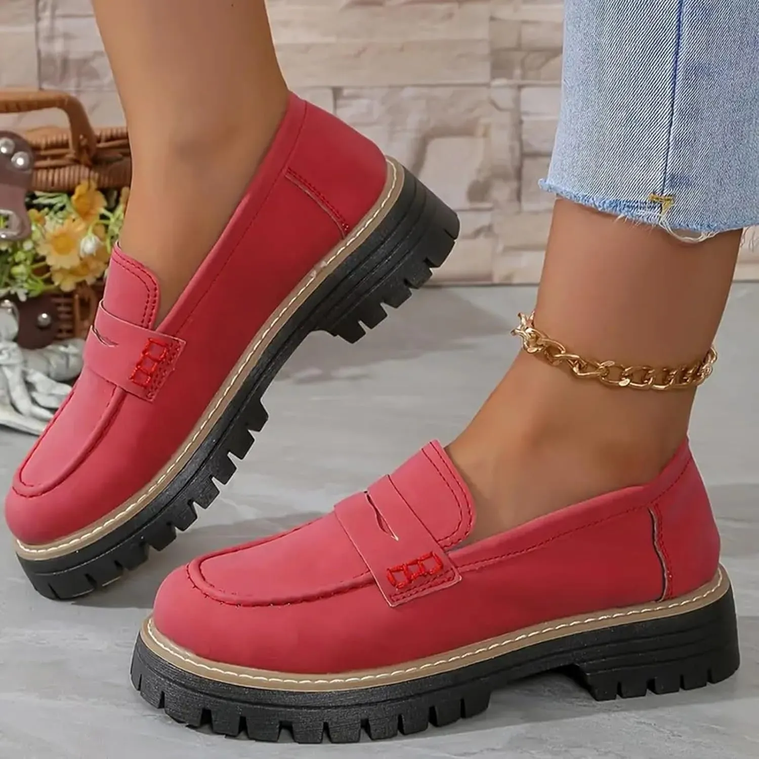 Orthoture-Orthopedic Platform Loafers Comfort Suede Orthopedic Shoes Womens Round Toe Walking Shoe Slip on Shoes