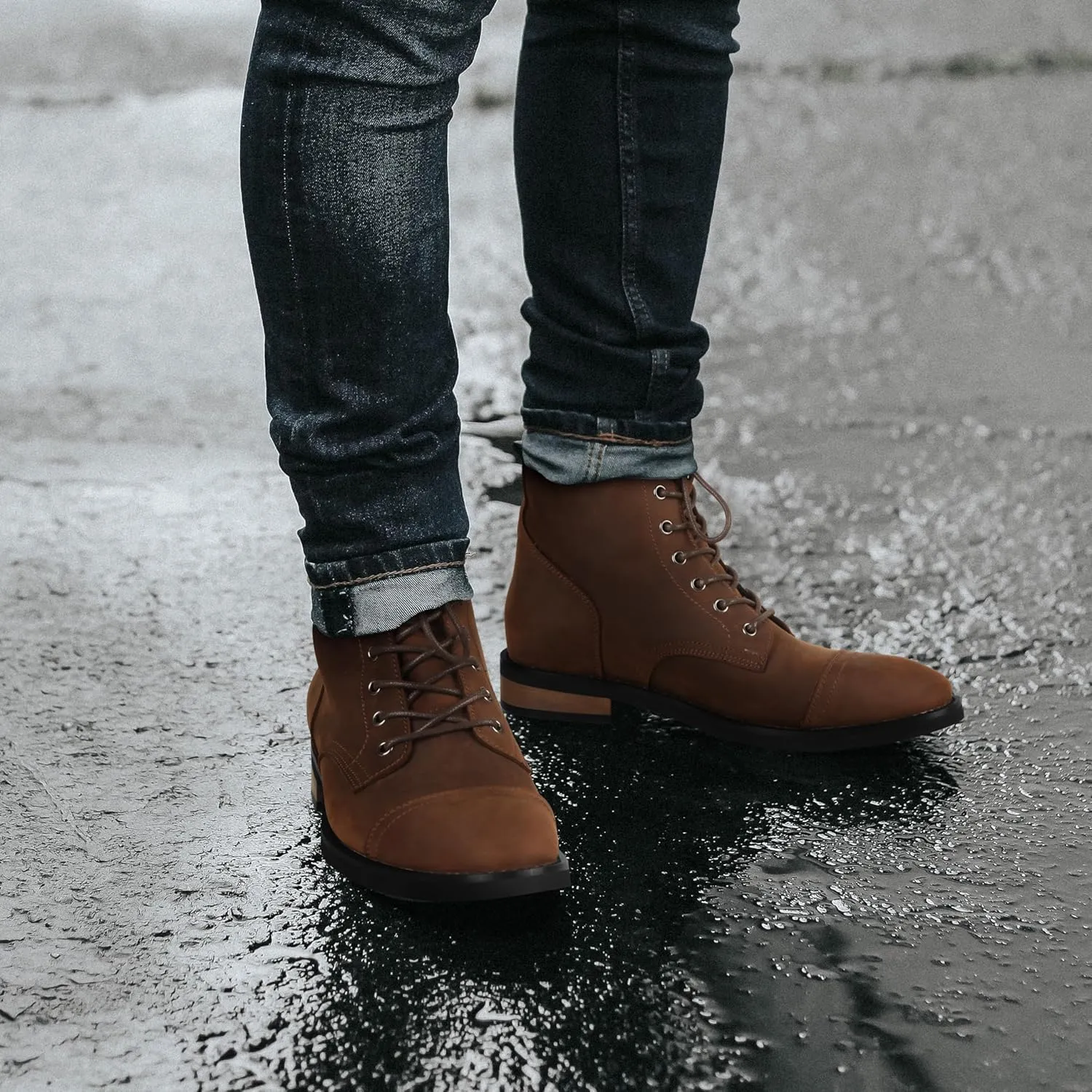 PARTY Mens Dress Boots - Casual Lace-up Chukka Leather Boots for Men