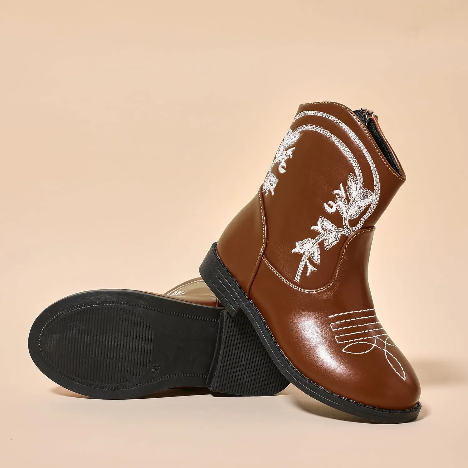 PATPAT Girls Classic Western Cowboy Boots Mid Calf Boots for Little and Big Girls