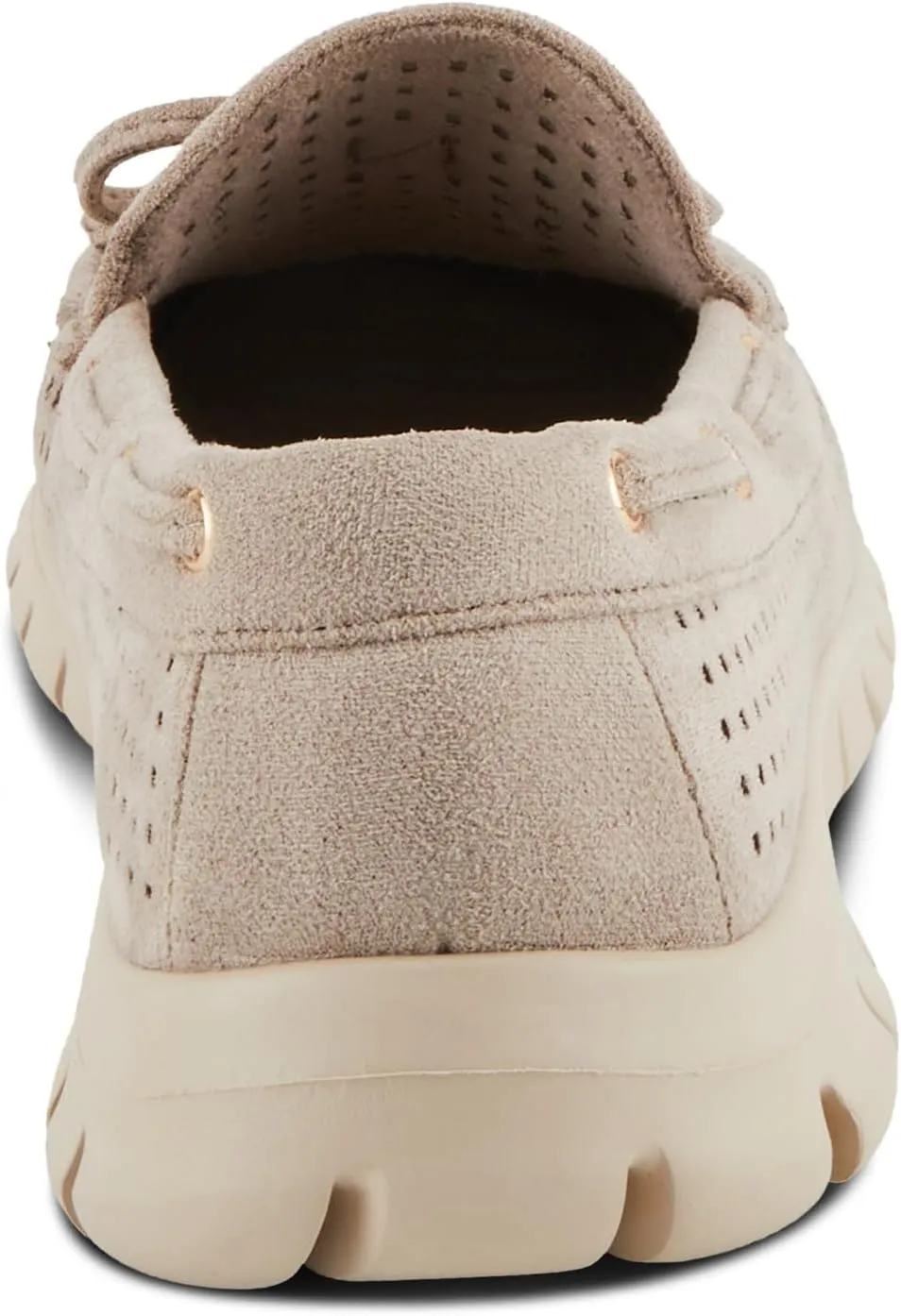 PATRIZIA Women's Aboard Moccasin Loafers – Microsuede Slip-On Shoes with Elegant Square-Dot Perforation, Bow Accent, and Cushioned Comfort Footbed