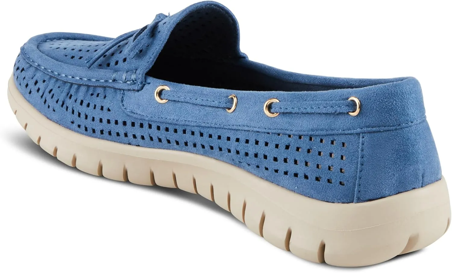 PATRIZIA Women's Aboard Moccasin Loafers – Microsuede Slip-On Shoes with Elegant Square-Dot Perforation, Bow Accent, and Cushioned Comfort Footbed