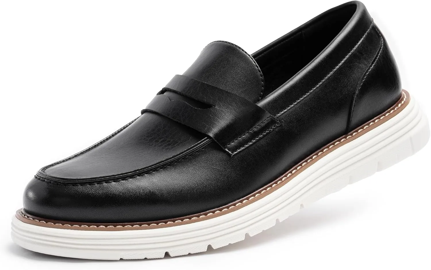 Penny Loafers for Men, Casual Mens Loafers, Slip On Dress Sneakers Men Shoes, PU Leather Shoes, Round Toe, Non Slip Rubber