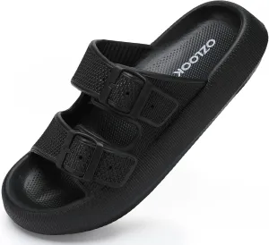 Pillow Slippers for Women Men - Cloud Slides Double Buckle Adjustable - EVA Ultra Cushion Sandals