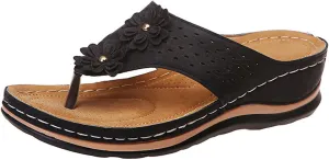 Platform Sandals Women Comfortable Slip On Flip Flops Sandal with Arch Support Casual Wedge Heel Slippers