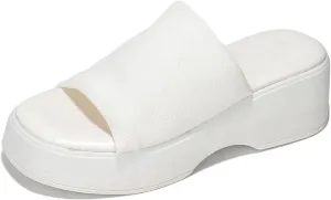 Platform Sandals Women Wedges Slides Chunky Heels Wedge Sandals Fabric Mule Fitted Cloud Lightweight Shoes Slipper  Memory Foam
