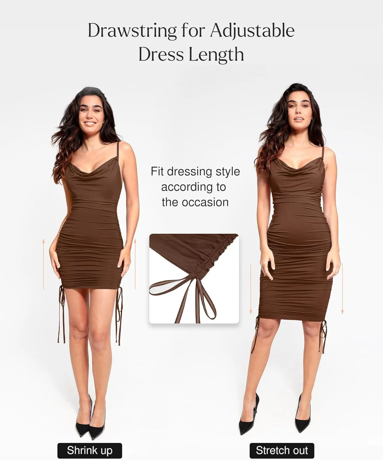 Popilush Corset Dress - Summer Club Outfits for Women Built in Bra Shapewear Drawstring Adjustable Ruched Mini Dresses