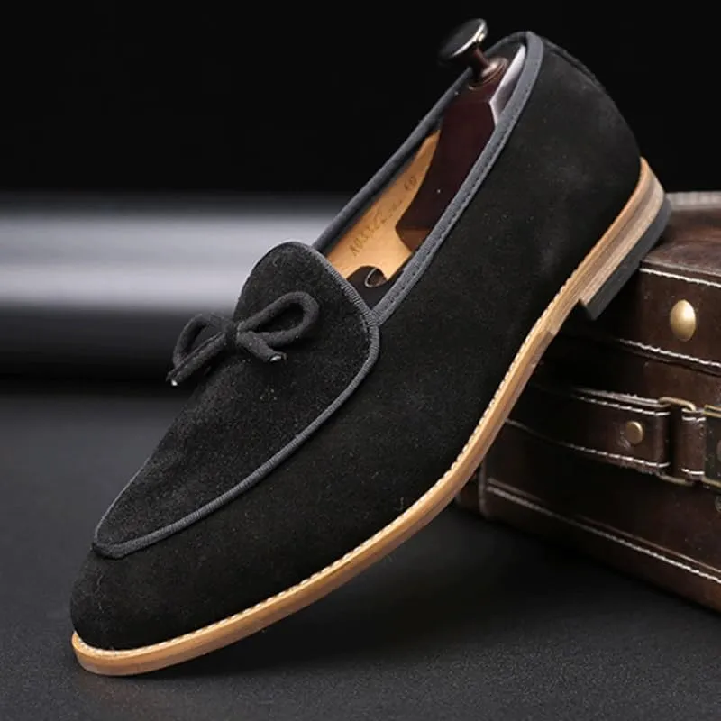 Premium Men's Suede Leather Penny Loafers with Chunky Platform, Round Toe, Non-Slip Lug Sole for Business and Casual Occasions