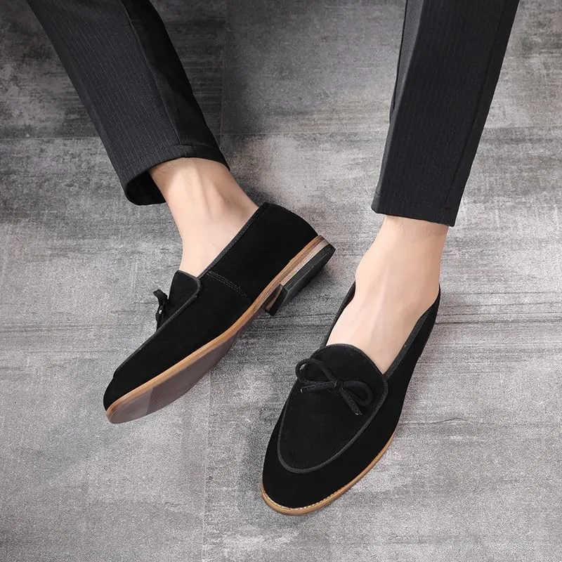 Premium Men's Suede Leather Penny Loafers with Chunky Platform, Round Toe, Non-Slip Lug Sole for Business and Casual Occasions