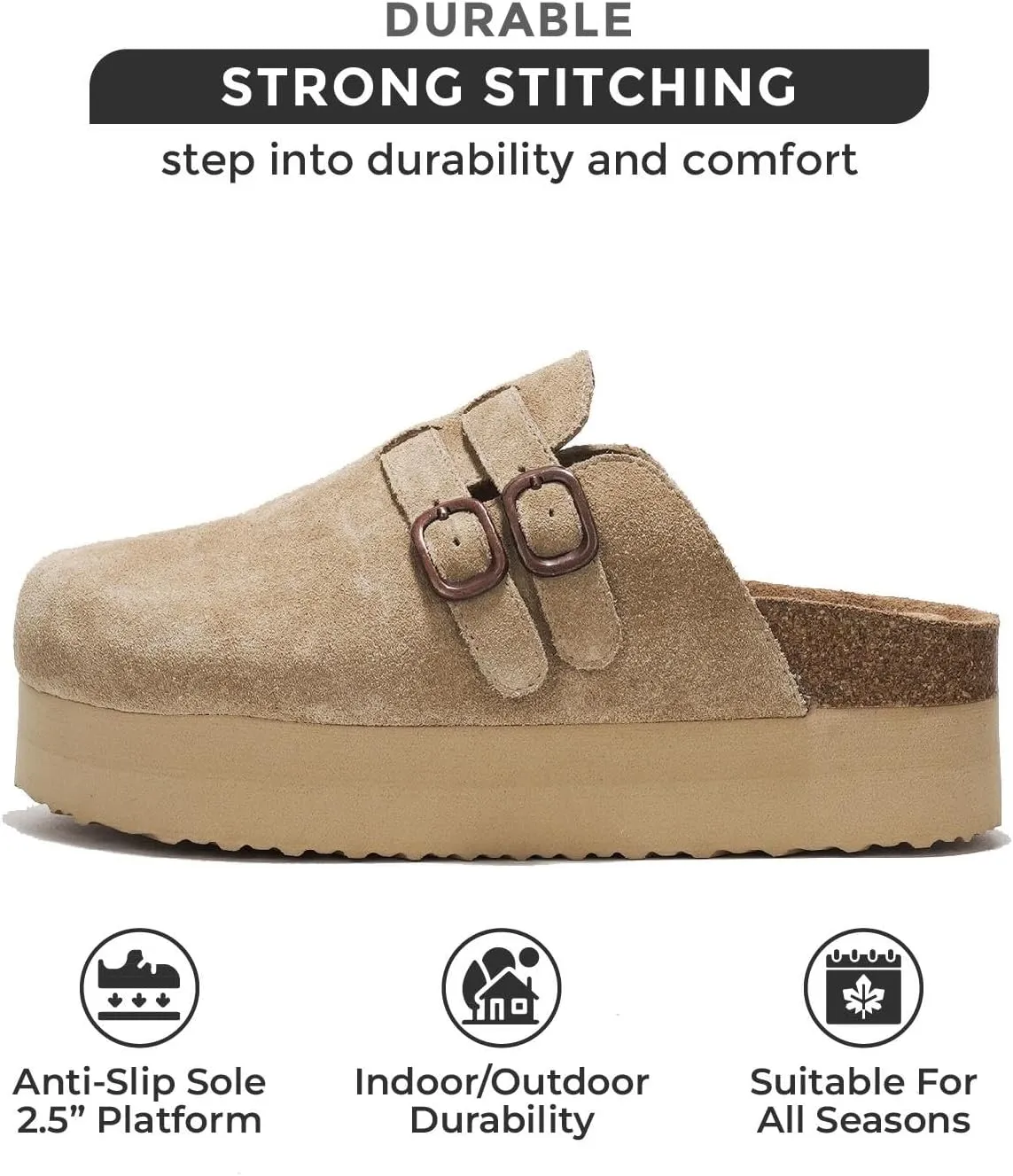 Project Cloud 100% Genuine Leather Clogs for Women - Wedge Womens Clogs Platform Sandals with Memory Foam Insole - Heeled Mules for Women 2025 (Stephi)