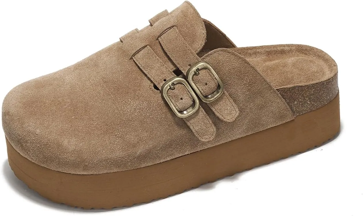 Project Cloud 100% Genuine Leather Clogs for Women - Wedge Womens Clogs Platform Sandals with Memory Foam Insole - Heeled Mules for Women 2025 (Stephi)