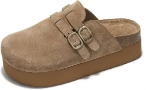 Project Cloud 100% Genuine Leather Clogs for Women - Wedge Womens Clogs Platform Sandals with Memory Foam Insole - Heeled Mules for Women 2025 (Stephi)