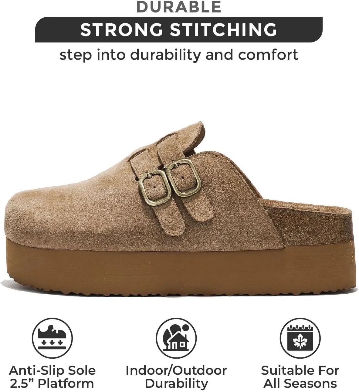 Project Cloud 100% Genuine Leather Clogs for Women - Wedge Womens Clogs Platform Sandals with Memory Foam Insole - Heeled Mules for Women 2025 (Stephi)
