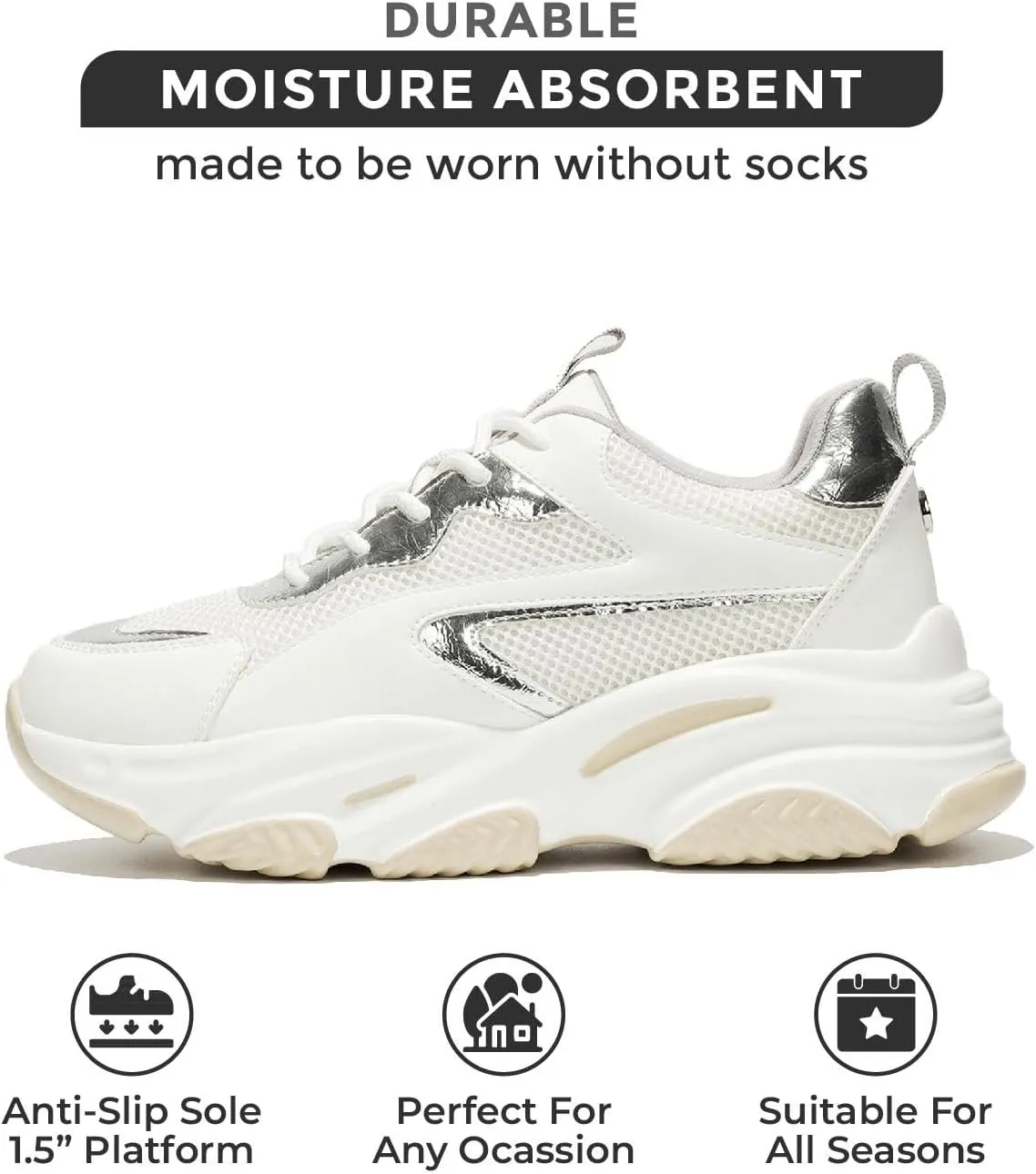Project Cloud Chunky Platform Sneakers for Women - Comfortable Memory Foam Insole Shoes for Women Footwear - Lace-up Womens Shoes & Fashion Sneakers (Coco)