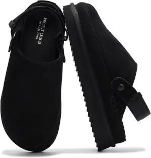 Project Cloud Genuine Suede Clogs for Women - Memory Foam Womens Clogs & Mules with Adjustable Straps - Lightweight Platform Shoes Non-Slip Slides (Goldstar)