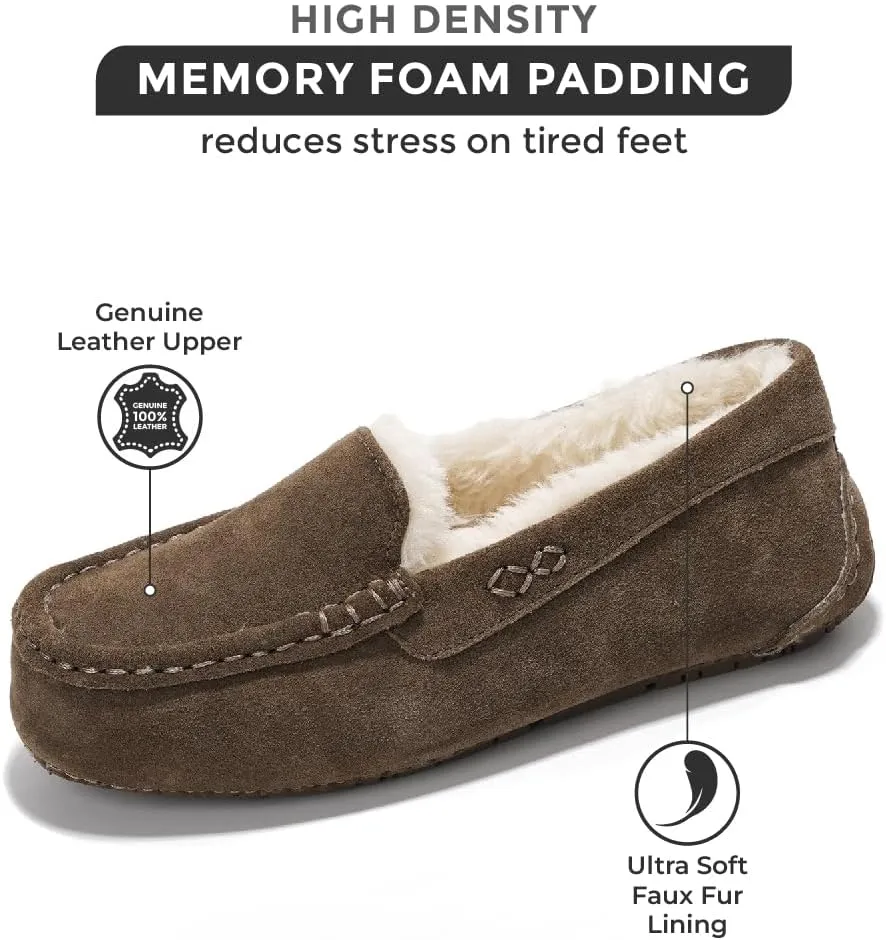 Project Cloud Genuine Suede Loafers for Women - Comfortable Outdoor Slippers for Women Footwear with Memory Foam - Womens Slippers - Stylish Womens Moccasin (Cathi)