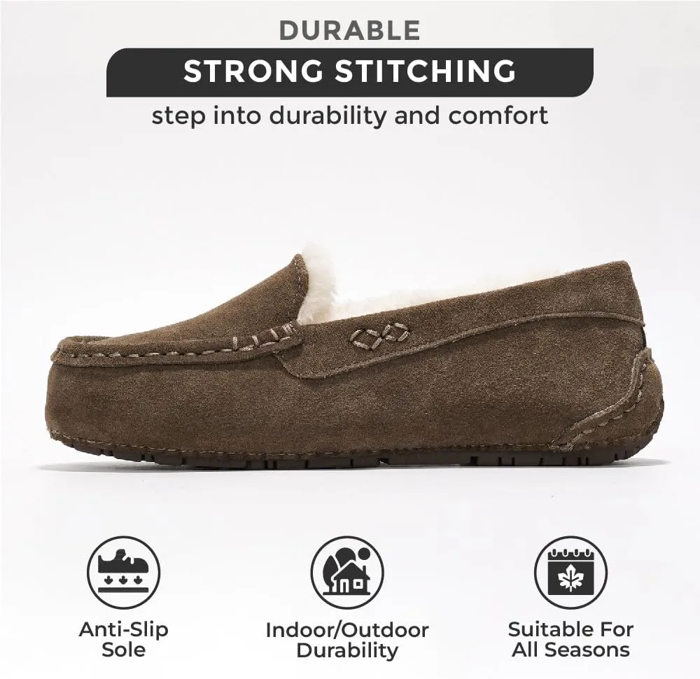 Project Cloud Genuine Suede Loafers for Women - Comfortable Outdoor Slippers for Women Footwear with Memory Foam - Womens Slippers - Stylish Womens Moccasin (Cathi)