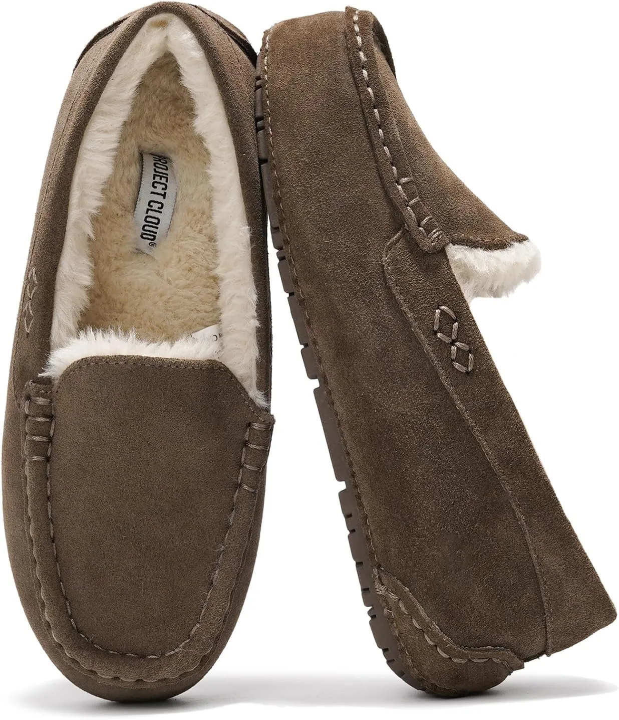 Project Cloud Genuine Suede Loafers for Women - Comfortable Outdoor Slippers for Women Footwear with Memory Foam - Womens Slippers - Stylish Womens Moccasin (Cathi)