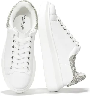 Project Cloud Women's Fashion Sneakers Leather Tennis Shoes Womens & White Sneakers for Women w/Memory Foam Insole - Lace Up Shoes for Women Non-Slip Womens Sneakers Street Wear (Queen)