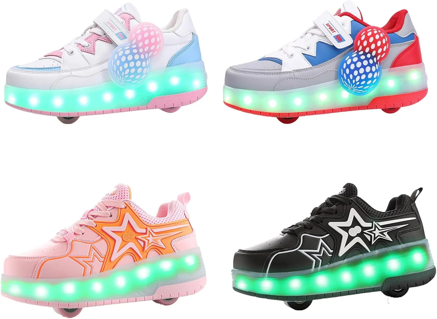 Retractable Roller Shoes & Girl Sneaker, Adjustable Roller Skates Suitable for School and Outdoor Activities
